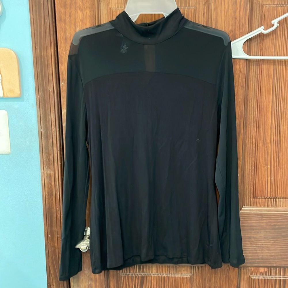 Ladies dressy long sleeve black tee shirt